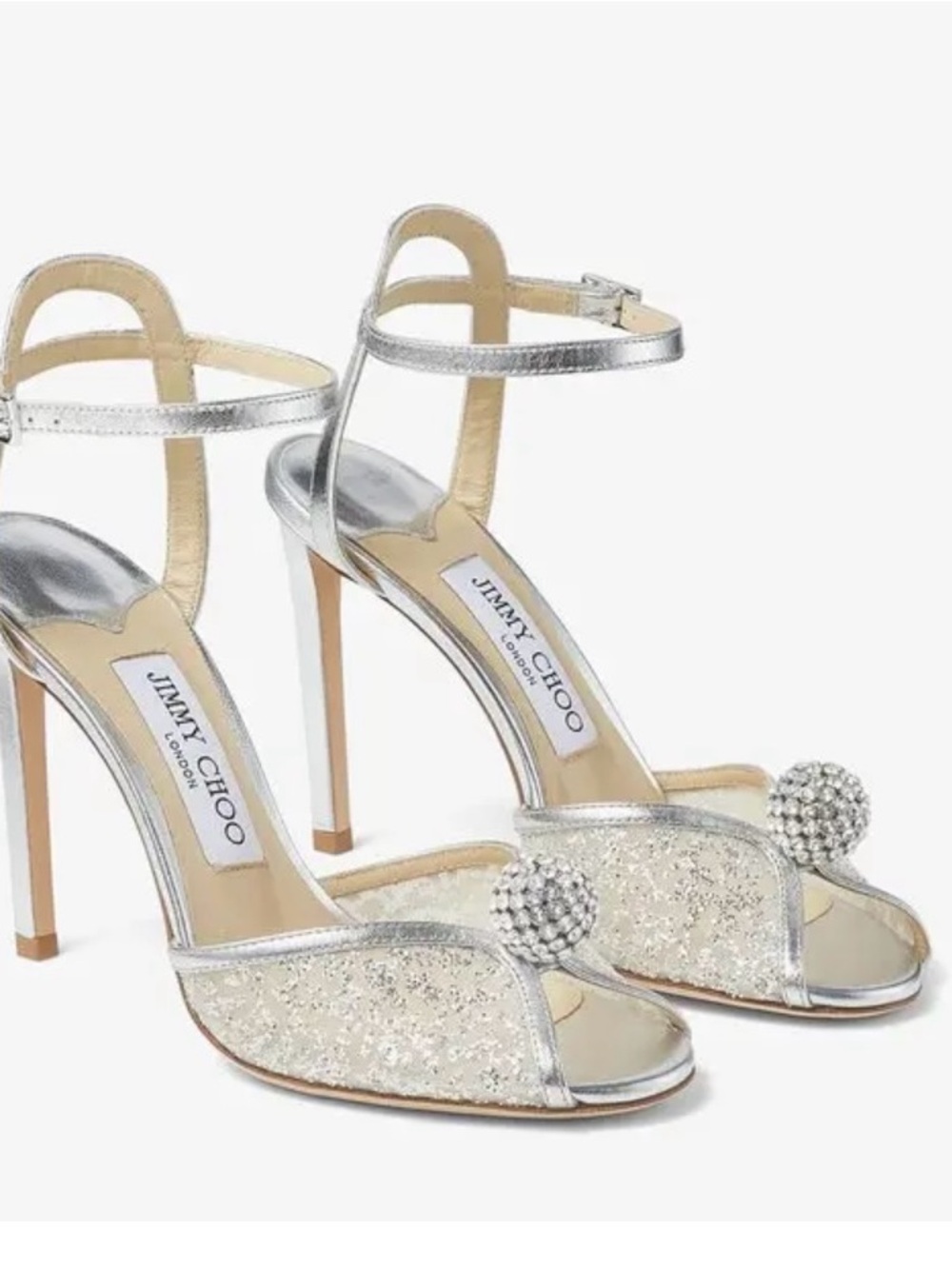 Jimmy Choo Sacora Silver Glitter Crystal